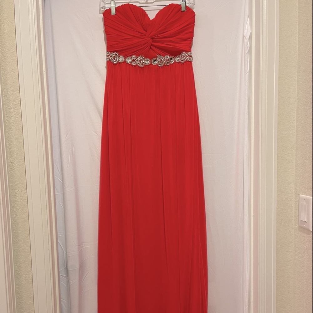 Size 7 Coral floor length Prom Dress